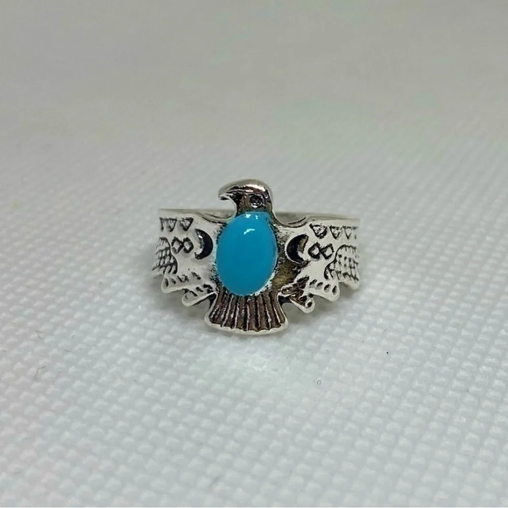 Southwest Style Turquoise American Eagle Ring